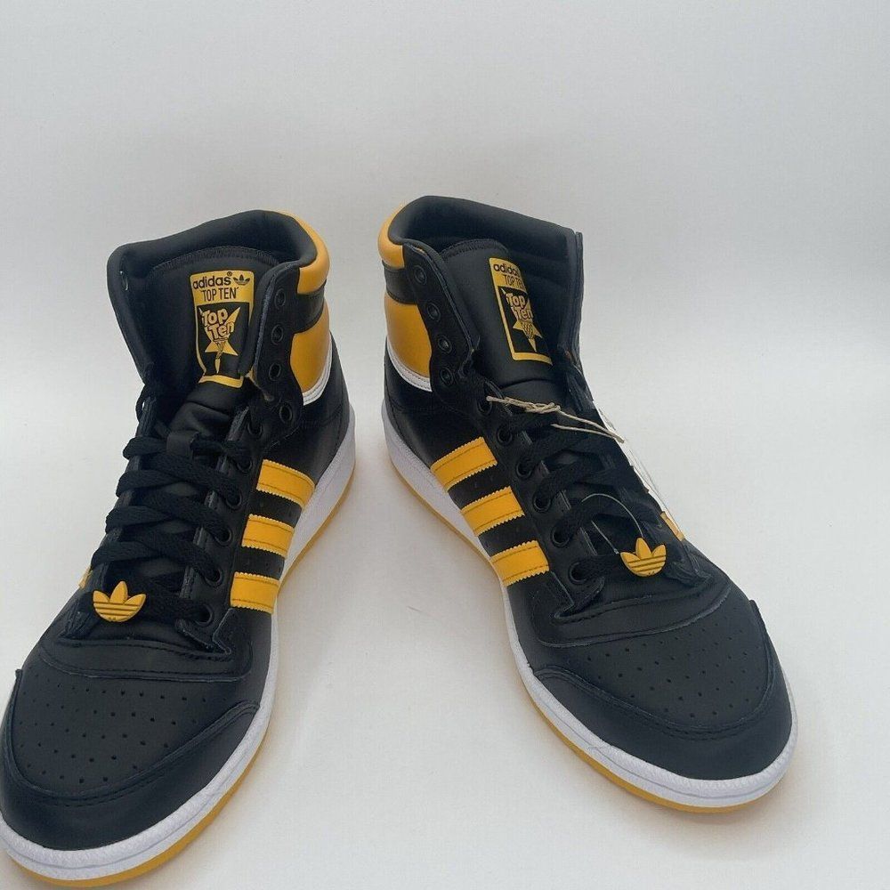 Adidas Top Ten Hi Top Mens Basketball Shoes Black Gold FZ5888 NEW - Picture 7 of 11